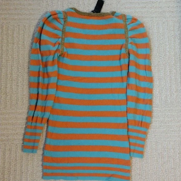 Striped Long Sleeve Top - Blue and Orange - Picture 4 of 4